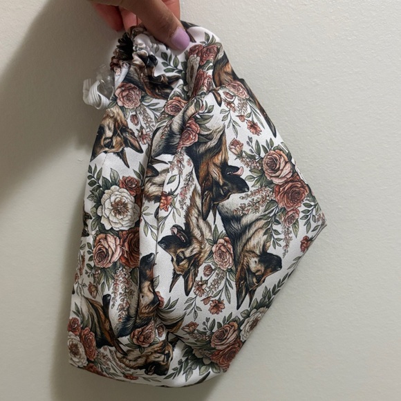 Floral German Shepherd Print Fabric scrub cap - Picture 2 of 4